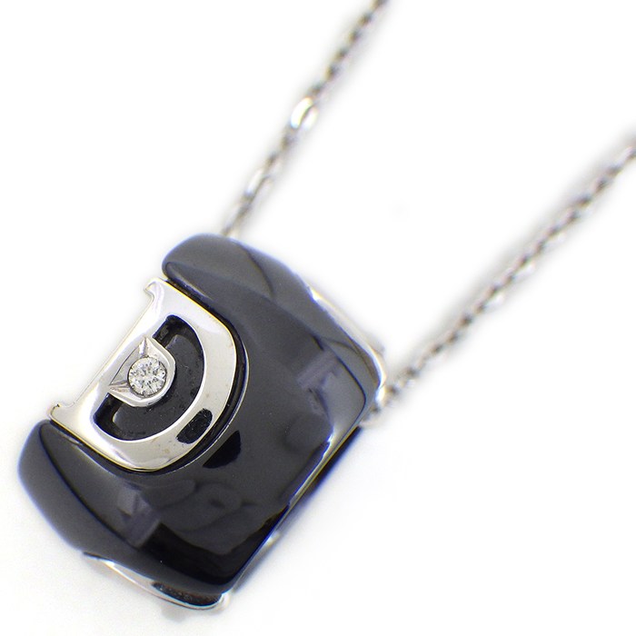 ダミアーニ DAMIANI ネックレス D.ICON ディーアイコン 1ポイント ダイヤモンド ブラック セラミック K18WG 【中古】