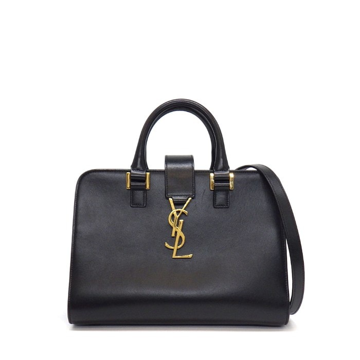サンローラン SAINT LAURENT ハンドバッグ カサンドラ ベイビーカバス 568853 ブラック カーフスキンレザー ゴールド金具 【中古】
