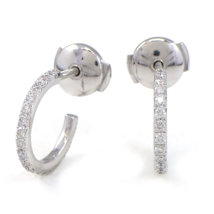 ティファニー Tiffany & Co. ピアス メトロ フープ スモール 60006461 フル サークル ダイヤモンド 計0.30ct K18WG 【中古】