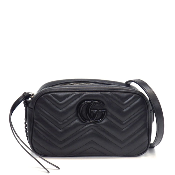 グッチ GUCCI ショルダーバッグ GGマーモント スモール カメラバッグ ソーブラック 447632 ブラック レザー ブラック金具 【中古】