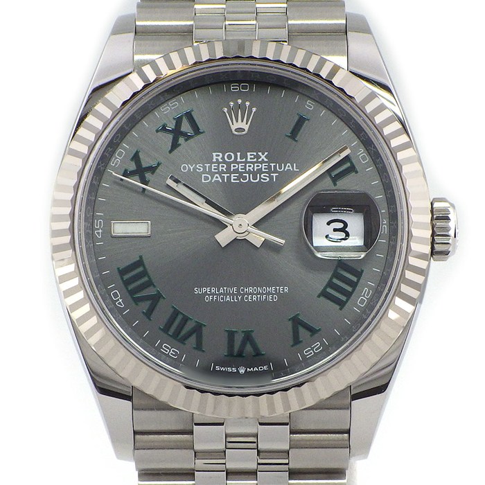 ロレックス Rolex 腕時計 デイトジャスト 126234 ルーレット刻印 スレート文字盤 ローマンインデックス デイト 夜光針/インデックス K18WG SS 自動巻き 【箱・保付き】 【中古】
