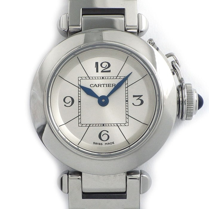 カルティエ Cartier 腕時計 ミスパシャ W3140007 サンレイ シルバー文字盤 SS クオーツアナログ 【中古】