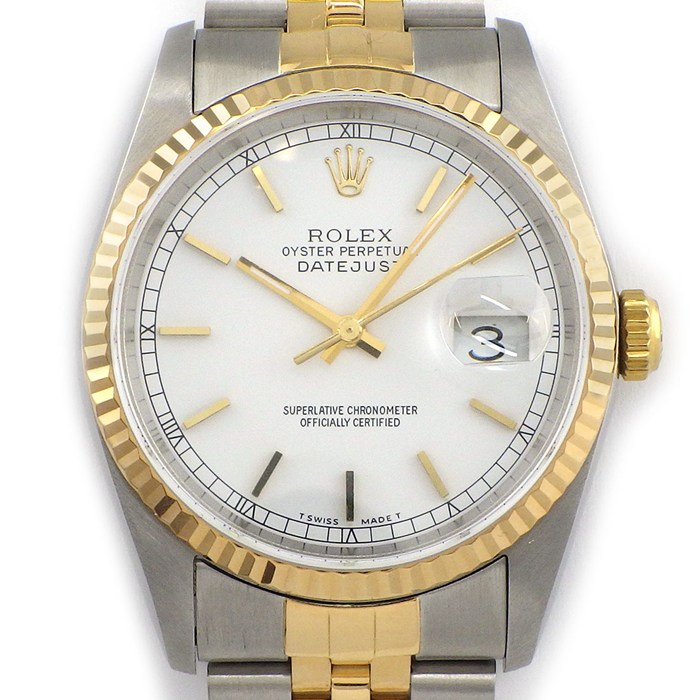 ロレックス Rolex 腕時計 デイトジャスト 16233 C番 1992年製 ホワイト文字盤 デイト K18YG SS 自動巻き 【中古】【OH済み】