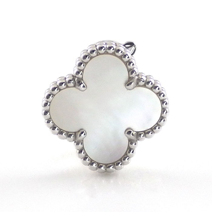 ヴァンクリーフ＆アーペル Van Cleef & Arpels ピアス ヴィンテージ アルハンブラ ホワイト シェル K18WG ※片方のみ 【箱・保付き】 【中古】