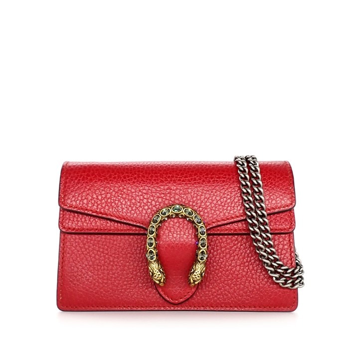 グッチ GUCCI ショルダーバッグ/ハンドバッグ ディオニュソス ミニバッグ 476432 レッド レザー シルバー金具 【中古】