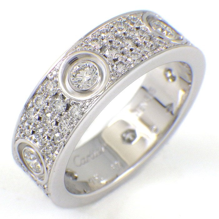 カルティエ Cartier リング ラブ クラシックモデル N4782157 フル パヴェ ダイヤモンド K18WG 17号 / #57 【中古】