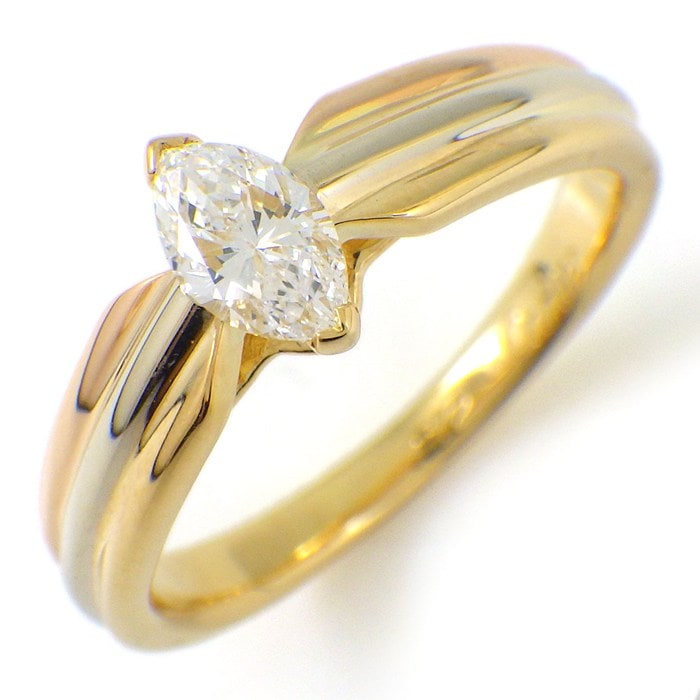 カルティエ Cartier リング トリニティ ソリテール スリーカラー 1ポイント マーキスカット ダイヤモンド K18PG K18WG K18YG 11.5号 / #52 【中古】