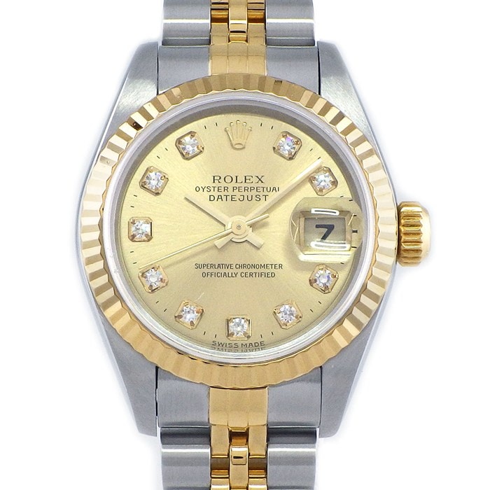 ロレックス Rolex 腕時計 デイトジャスト 79173G A番 1998-1999年製 シャンパンカラー文字盤 10ポイント ダイヤインデックス デイト K18YG SS 自動巻き 【箱・保付き】 【中古】