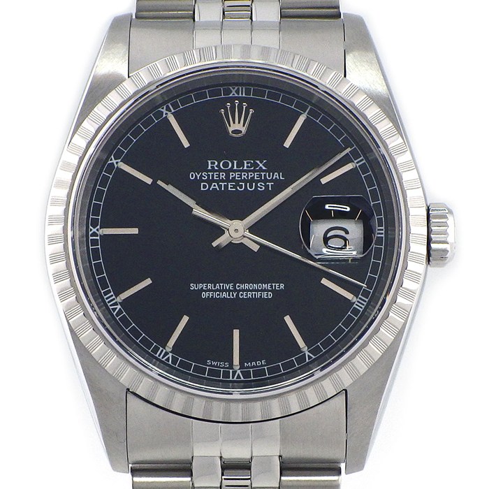 ロレックス Rolex 腕時計 デイトジャスト 16220 F番 2003-2004年製 ブラック文字盤 デイト K18WG SS 自動巻き 【中古】