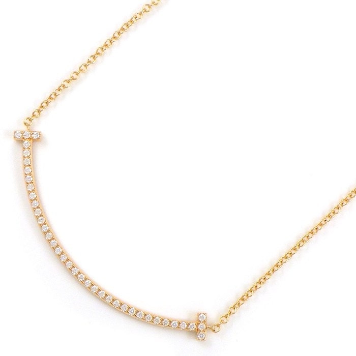 ティファニー Tiffany & Co. ネックレス Tスマイル スモール 63058815 ダイヤモンド 0.10ct K18PG 【中古】