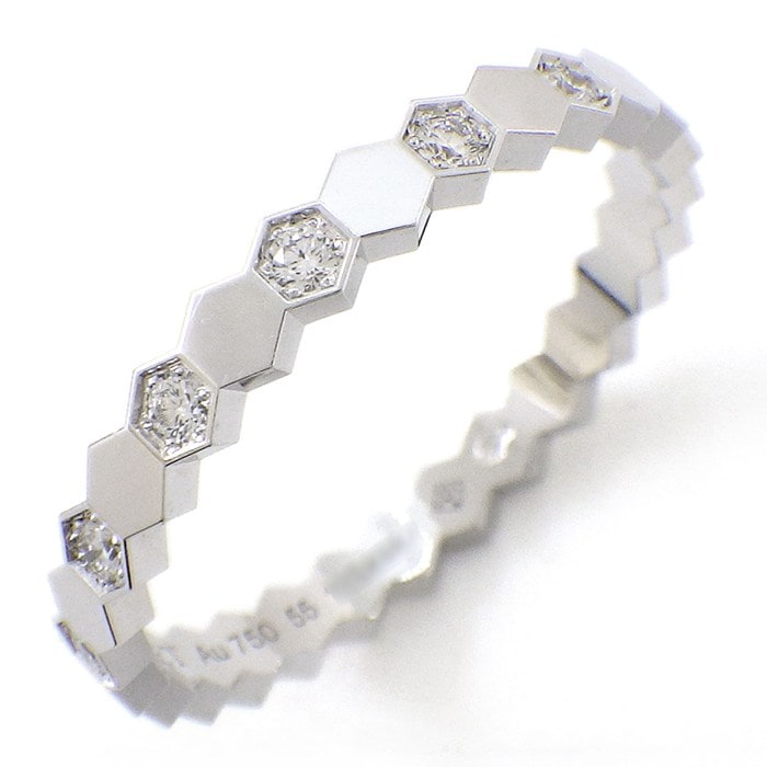 ショーメ Chaumet リング ビー ドゥ ショーメ 2.5mm 081890 ハニカム ハーフ 14ポイント ダイヤモンド 0.21ct K18WG 14.5号 / #55 【中古】