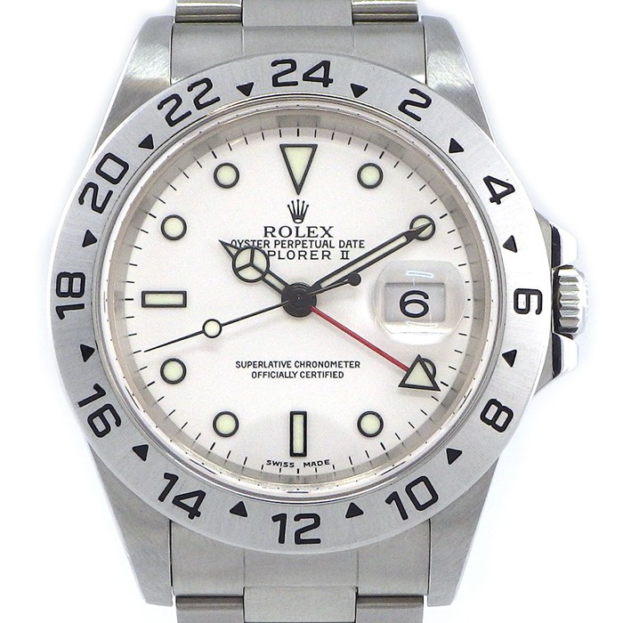 ロレックス Rolex 腕時計 エクスプローラーII 16570 ホワイト文字盤 GMT デイト 夜光針/インデックス SS 自動巻き 【箱・保付き】 【中古】