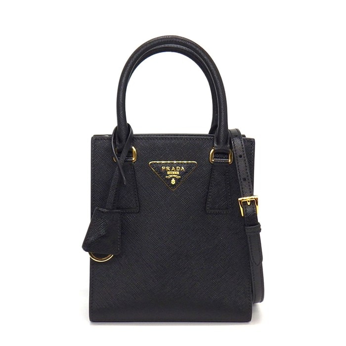 プラダ PRADA ショルダーバッグ/ハンドバッグ バーティカルバッグ 1BA358 NZV F0002 ブラック サフィアーノレザー ゴールド金具 【中古】