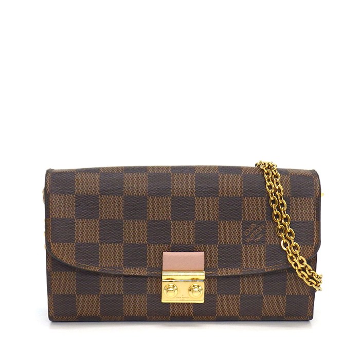 ルイ・ヴィトン LOUIS VUITTON ショルダーバッグ ポルトフォイユ クロワゼット N60287 2018年 ダミエエベヌ マグノリア レザー 【中古】