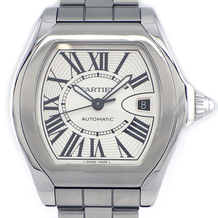 カルティエ Cartier 腕時計 ロードスター LM W6206017 トノー シルバー文字盤 ローマンインデックス デイト 夜光針 SS 自動巻き 【中古】【OH済み】