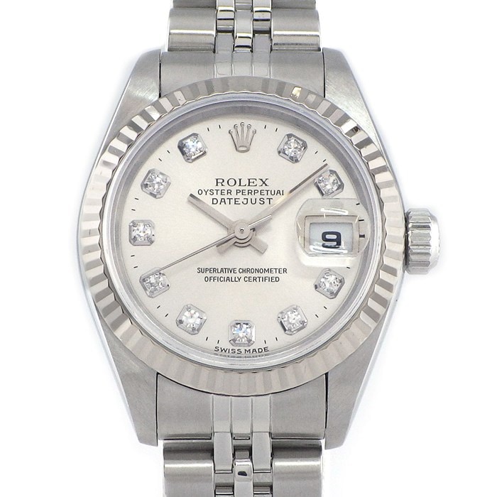 ロレックス Rolex 腕時計 デイトジャスト 79174G P番 2000年製 10ポイント ダイヤインデックス シルバー文字盤 デイト K18WG SS 自動巻き 【中古】