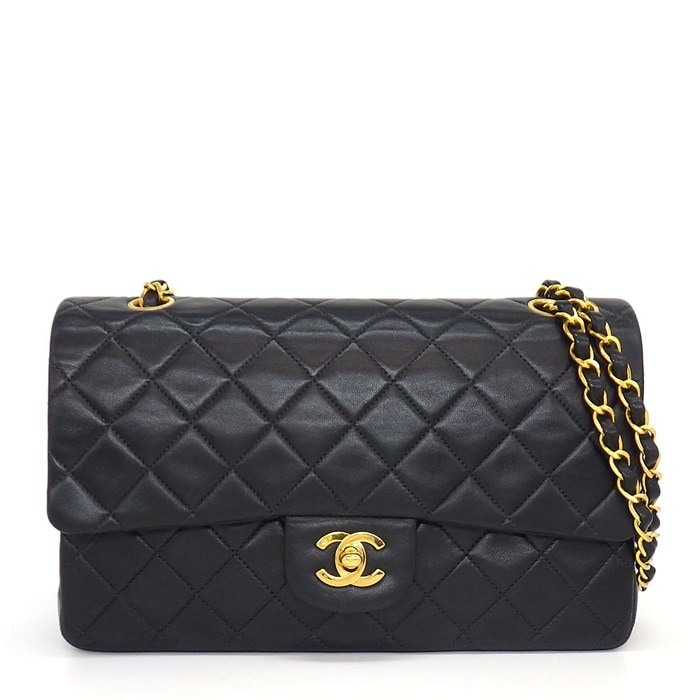 シャネル CHANEL ショルダーバッグ マトラッセ25 11.12 クラシック ハンドバッグ A01112 1990年代 ブラック ボルドー ラムスキン 【中古】