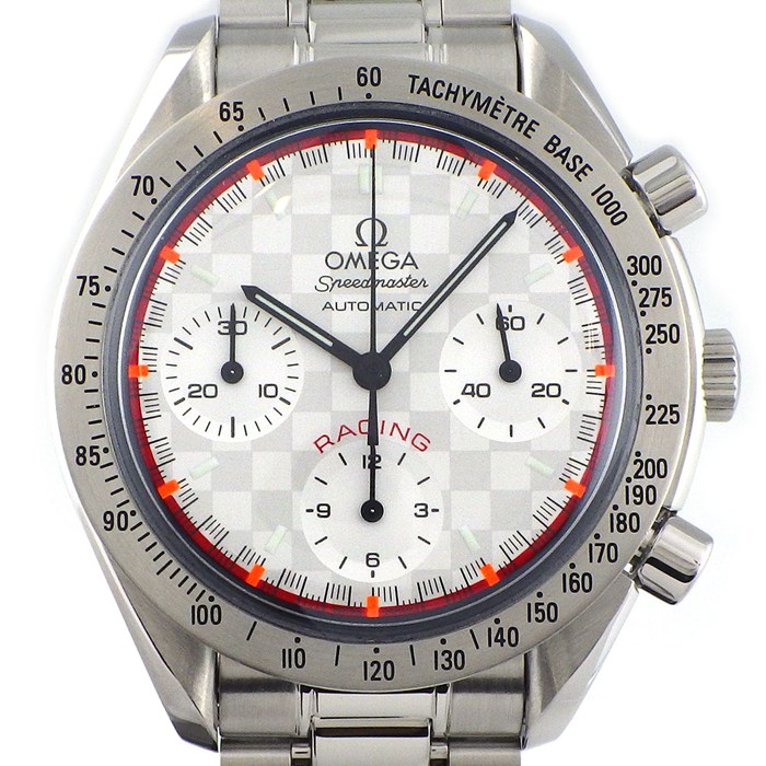 オメガ OMEGA 腕時計 スピードマスター 3517.30.00 レーシング ミハエル・シューマッハ 4000本限定モデル クロノグラフ タキメーター スモールセコンド シルバー 文字盤 SS 自動巻き 【箱・保付き】 【中古】