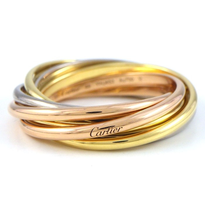 カルティエ Cartier リング トリニティ 7連 スリーカラー K18PG K18WG K18YG 9号 / #49 【箱・保付き】 【中古】