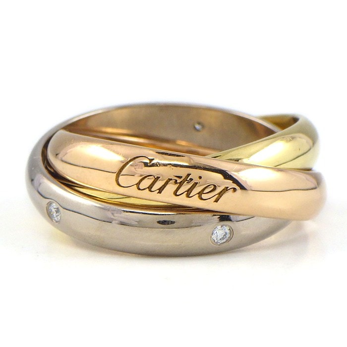 カルティエ Cartier リング トリニティ クラシックモデル B4236450 スリーカラー 5ポイント ダイヤモンド K18PG K18WG K18YG 10号 / #50 【中古】