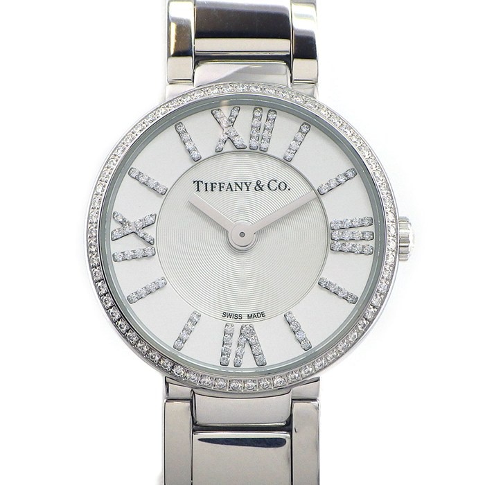 ティファニー Tiffany & Co. 腕時計 アトラス 2ハンド 62867469 ダイヤベゼル/リュウズ/インデックス シルバー文字盤 SS クオーツアナログ 【中古】