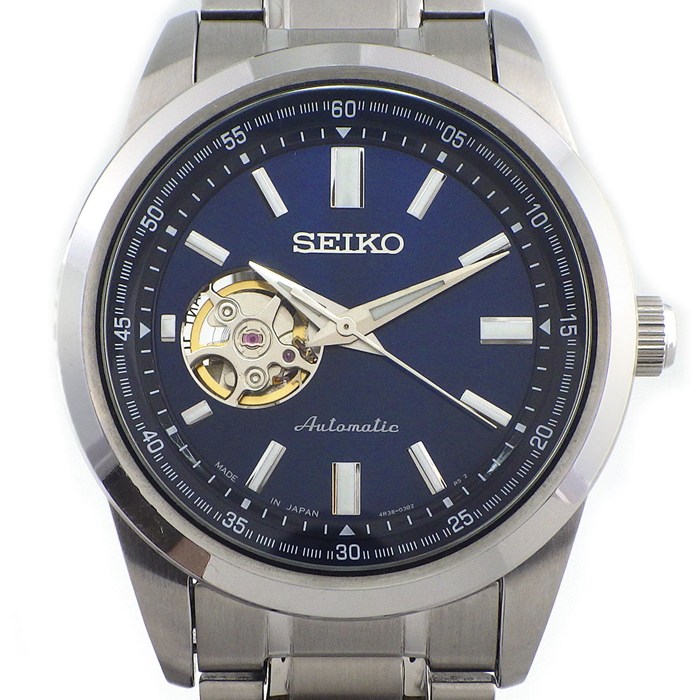 セイコー SEIKO 腕時計 メカニカル SCVE051/4R38-02A0 サンレイ ブルー文字盤 裏スケ 夜光針 SS 自動巻き 【中古】