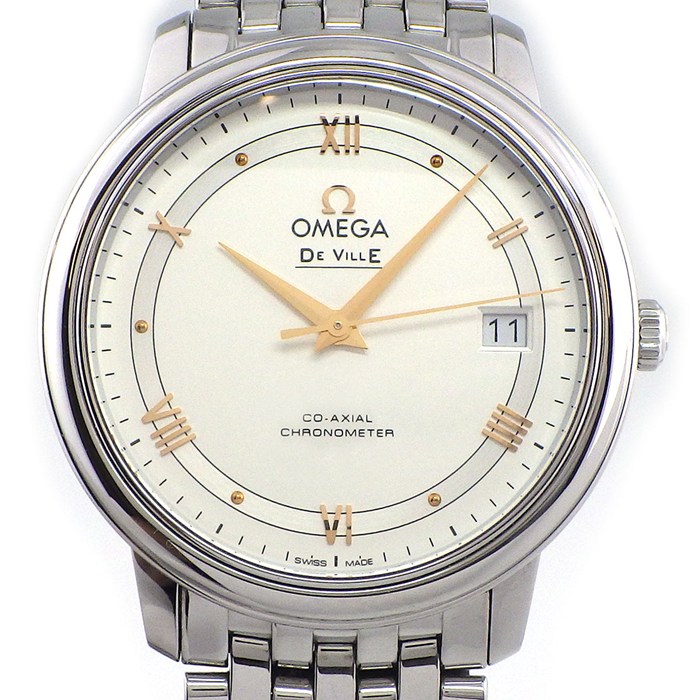 オメガ OMEGA 腕時計 デ・ヴィル プレステージ コーアクシャル 424.10.37.20.02.002 ローマンインデックス デイト シルバー 文字盤 SS 自動巻き 【箱・保付き】 【中古】