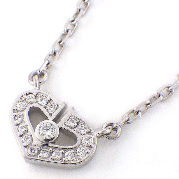 カルティエ Cartier ネックレス Cハート フル ダイヤモンド K18WG 【中古】