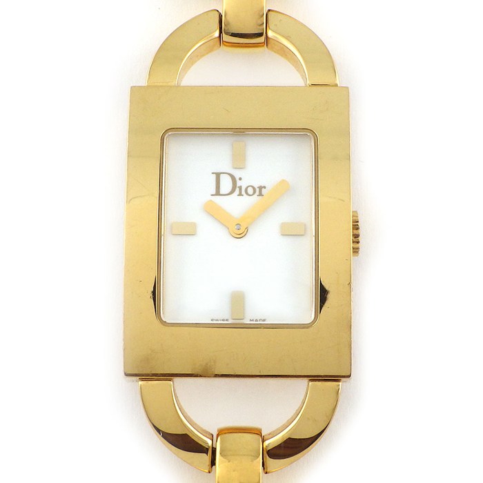 クリスチャンディオール Christian Dior 腕時計 マリス D78-159 レクタンギュラー ホワイト文字盤 GP クオーツアナログ 【中古】