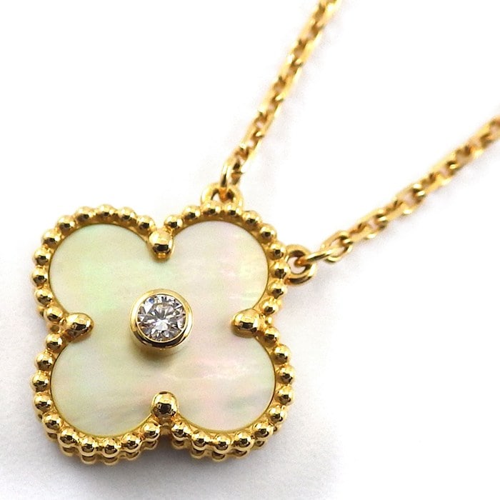 ヴァンクリーフ＆アーペル Van Cleef & Arpels ネックレス ヴィンテージ アルハンブラ VCARP2R700 2018年 ホリデーコレクション クリスマス 限定モデル ゴールドマザーオブパール 1ポイント ダイヤモンド K18YG 【箱・保付き】 【中古】
