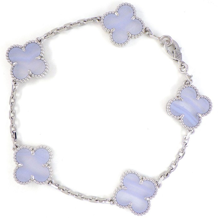 ヴァンクリーフ＆アーペル Van Cleef & Arpels ブレスレット ヴィンテージ アルハンブラ 5モチーフ VCARD34700 カルセドニー K18WG 【箱・保付き】 【中古】