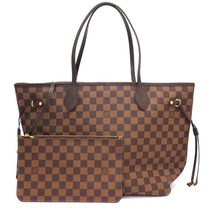 ルイ・ヴィトン LOUIS VUITTON トートバッグ ネヴァーフル MM N41358 2014年 スリーズ ダミエエベヌキャンバス ヌメ革 【中古】