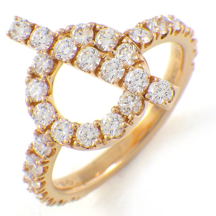 エルメス HERMES リング フィネス H219612B トグルモチーフ ハーフサークル 31ポイント ダイヤモンド 0.83ct K18PG 9.5号 / #50 【中古】