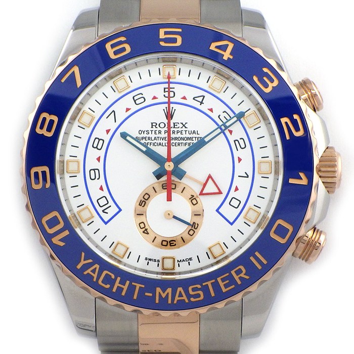 ロレックス Rolex 腕時計 ヨットマスター2 116681 ランダムシリアル ルーレット刻印 スモールセコンド レガッタクロノグラフ ホワイト 文字盤 K18PG SS 自動巻き 【箱・保付き】 【中古】