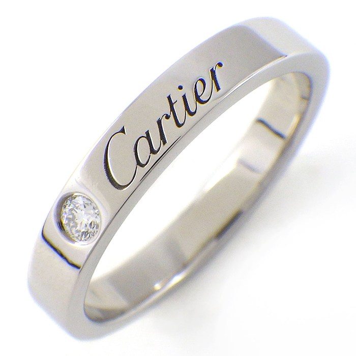 カルティエ Cartier リング C ドゥ カルティエ ウェディング バンド B4051352 エングレーブド ロゴ 1ポイント ダイヤモンド 0.03ct PT950 11.5号 / #52 【中古】