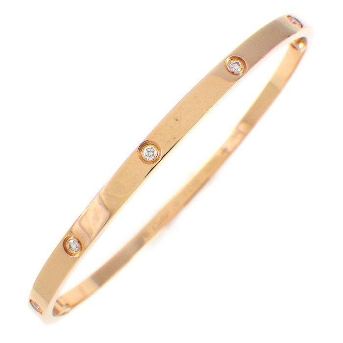 カルティエ Cartier バングル ラブ スモールモデル SM 10ポイント ダイヤモンド K18PG / #19 【中古】