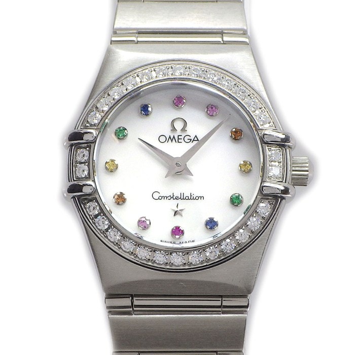 オメガ OMEGA 腕時計 コンステレーション アイリス 1460.79.00 ダイヤベゼル 12ポイント マルチカラーストーンインデックス ホワイトシェル文字盤 SS クオーツアナログ 【中古】