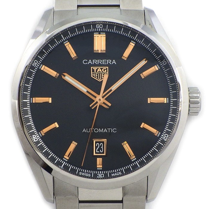 タグ・ホイヤー TAG Heuer 腕時計 カレラキャリバー5 WBN2113/BA0639 デイト 裏スケ 夜光針 ブラック 文字盤 SS 自動巻き 【中古】