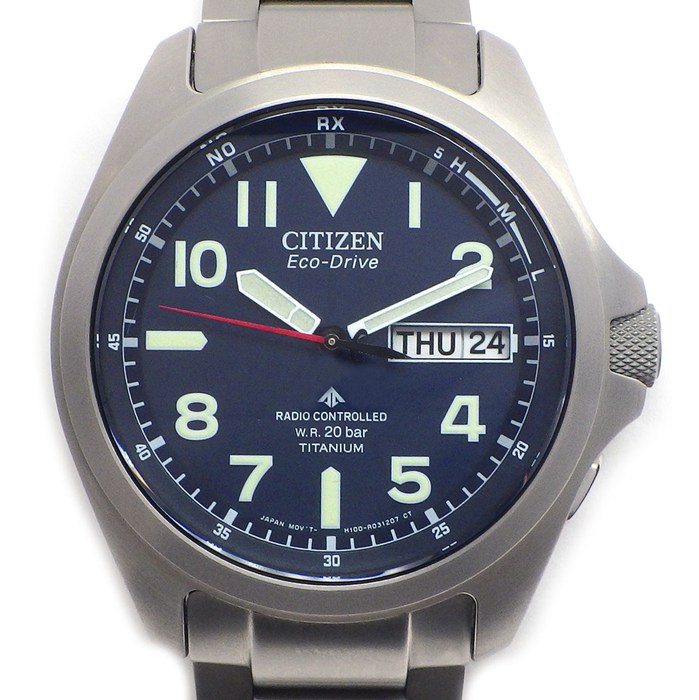 シチズン CITIZEN 腕時計 プロマスター LANDシリーズ AT6080-53L 夜光針/インデックス デイデイト ブルー 文字盤 チタン エコドライブ ソーラー 【中古】