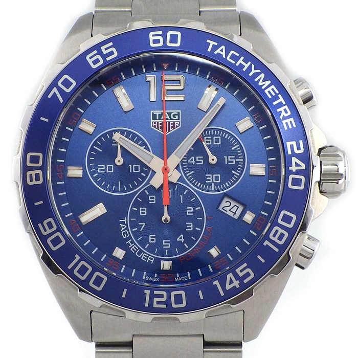タグ・ホイヤー TAG Heuer 腕時計 フォーミュラ1 CAZ1014.BA0842 サンレイ ブルー文字盤 デイト クロノグラフ タキメーター SS クオーツアナログ 【箱・保付き】 【中古】