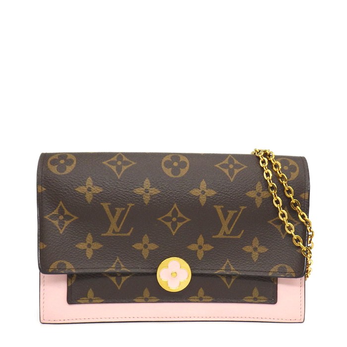 ルイ・ヴィトン LOUIS VUITTON ショルダーバッグ ポルトフォイユ フロール チェーンウォレット M67405 ピンク モノグラム レザー 【中古】