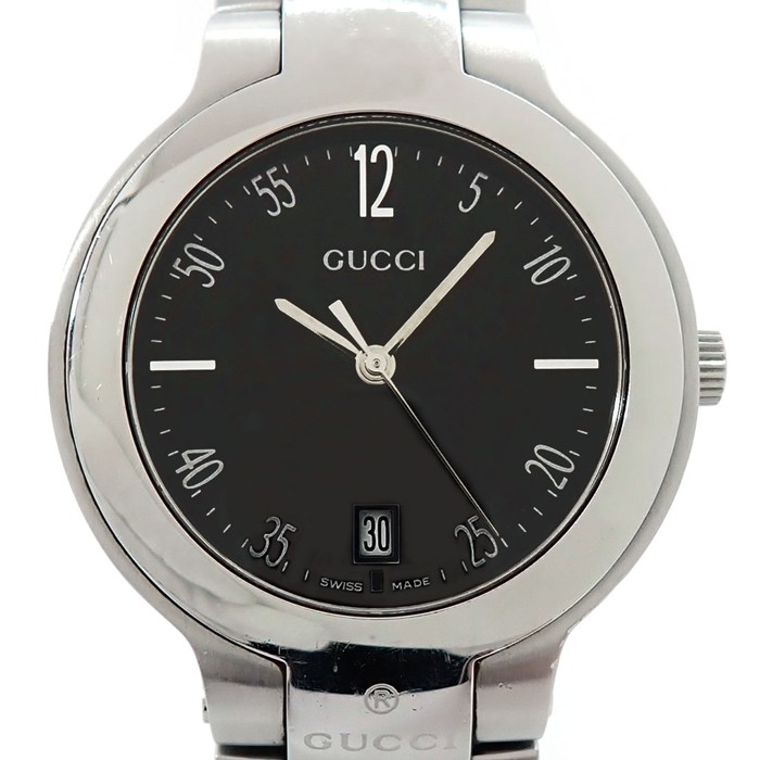 グッチ GUCCI 腕時計 ラウンド 8900M デイト ブラック 文字盤 SS クオーツアナログ 【中古】