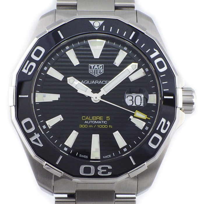 タグ・ホイヤー TAG Heuer 腕時計 アクアレーサー キャリバー5 WAY201A.BA0927 デイト 夜光針/インデックス 回転ベゼル ブラック 文字盤 SS 自動巻き 【箱・保付き】 【中古】