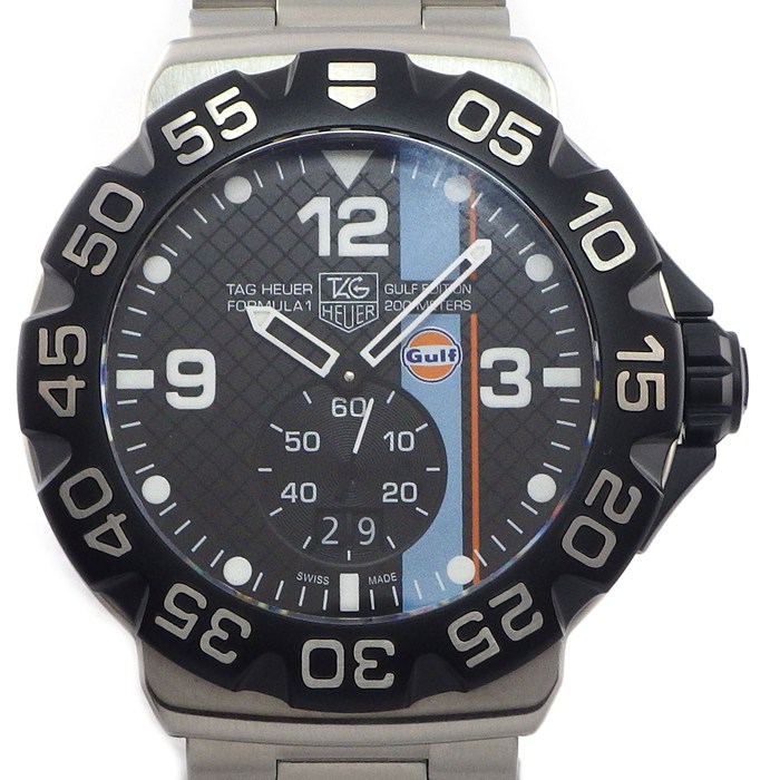 タグ・ホイヤー TAG Heuer 腕時計 フォーミュラ1 グランドデイト ガルフ WAH1013.BA0860 スモールセコンド 回転ベゼル ブラック 文字盤 SS クオーツアナログ 【中古】