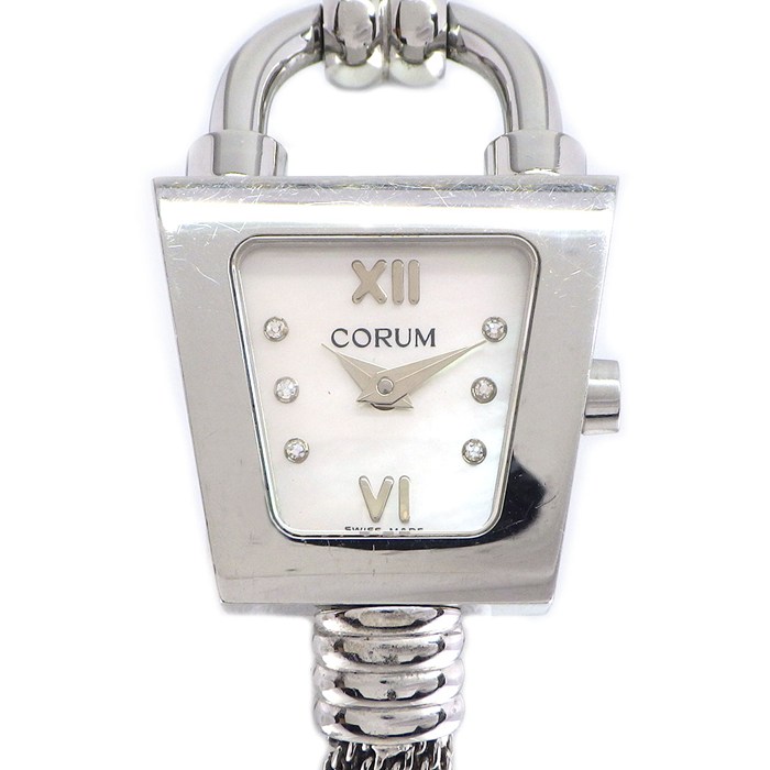 コルム CORUM 腕時計 トラピーズ 101.414.20 6ポイント ダイヤモンドインデックス ホワイトシェル文字盤 SS クオーツアナログ 【中古】