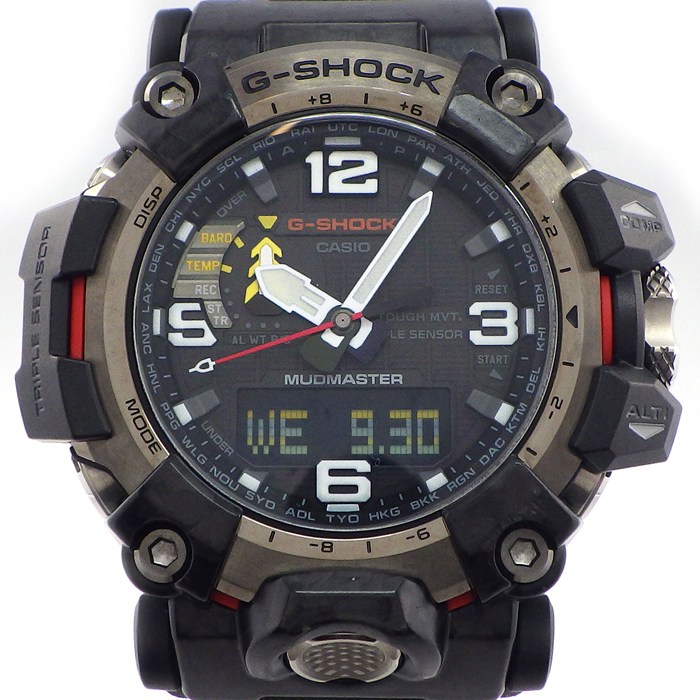 カシオ CASIO 腕時計 マッドマスター GWG-2000-1A3JF デイト ワールドタイム表示 ブラック文字盤 樹脂 SS ソーラー電波クォーツ 【箱・保付き】 【中古】