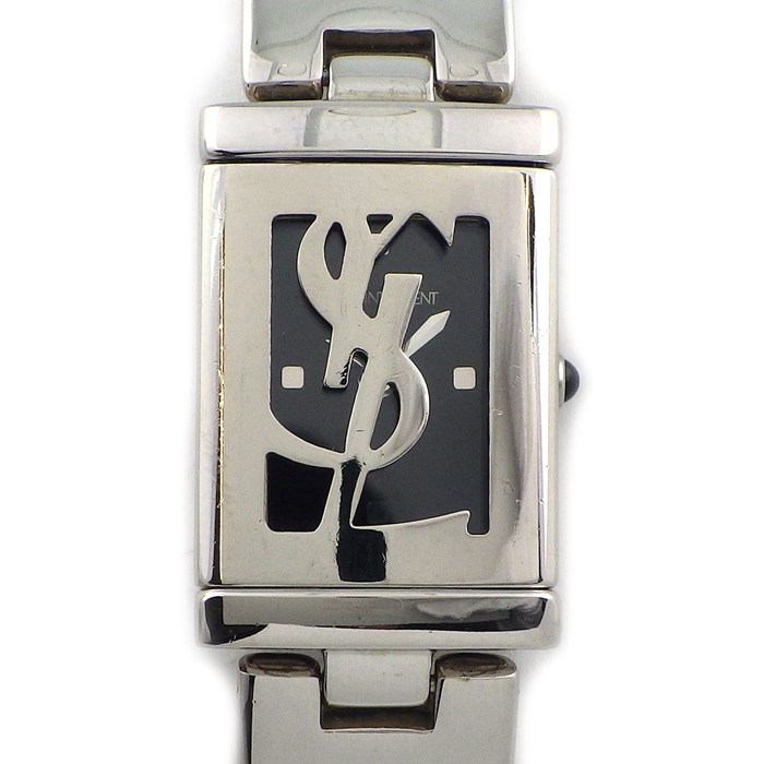 イヴ・サンローラン Yves Saint-Laurent 腕時計 バングルウォッチ 5421-H30561 KA 40th YSL ロゴ レクタンギュラー ブラック文字盤 SS クオーツアナログ 【中古】