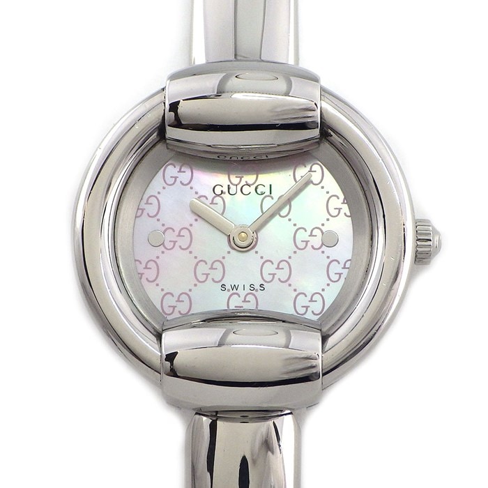 グッチ GUCCI 腕時計 バングルウォッチ 1400L YA014513 GG ロゴ ピンクシェル文字盤 SS クオーツアナログ 【中古】