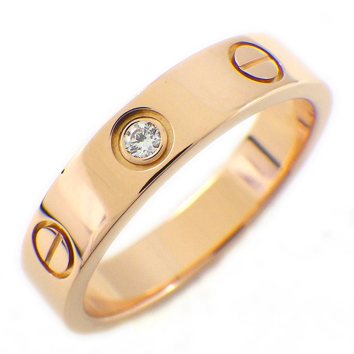 カルティエ Cartier リング ラブ スモールモデル SM B4050750 1ポイント ダイヤモンド 0.02ct K18PG 10号 / #50 【中古】