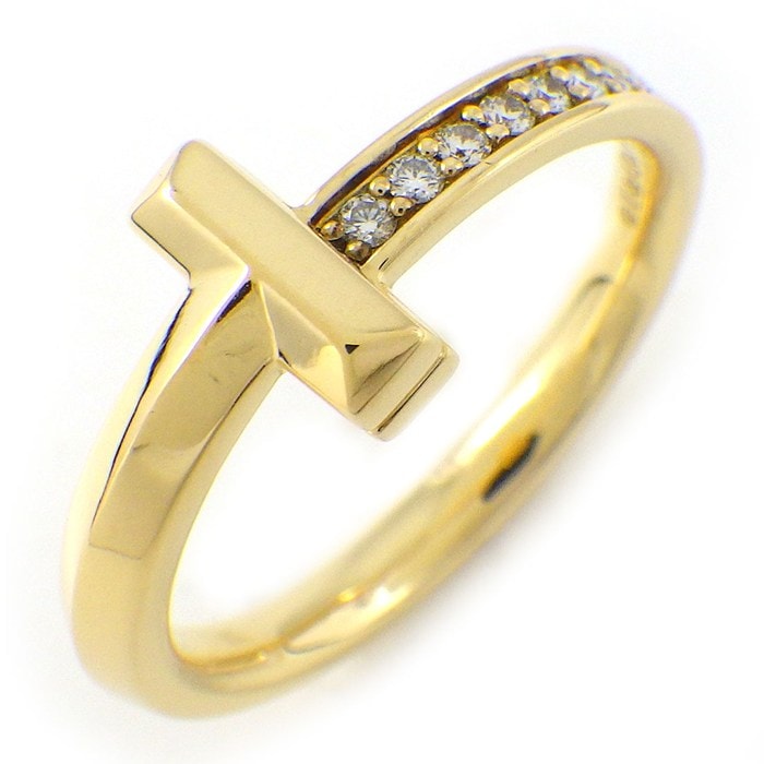 ティファニー Tiffany & Co. リング Tワン ナロー ダイヤモンド K18YG 14号 【中古】